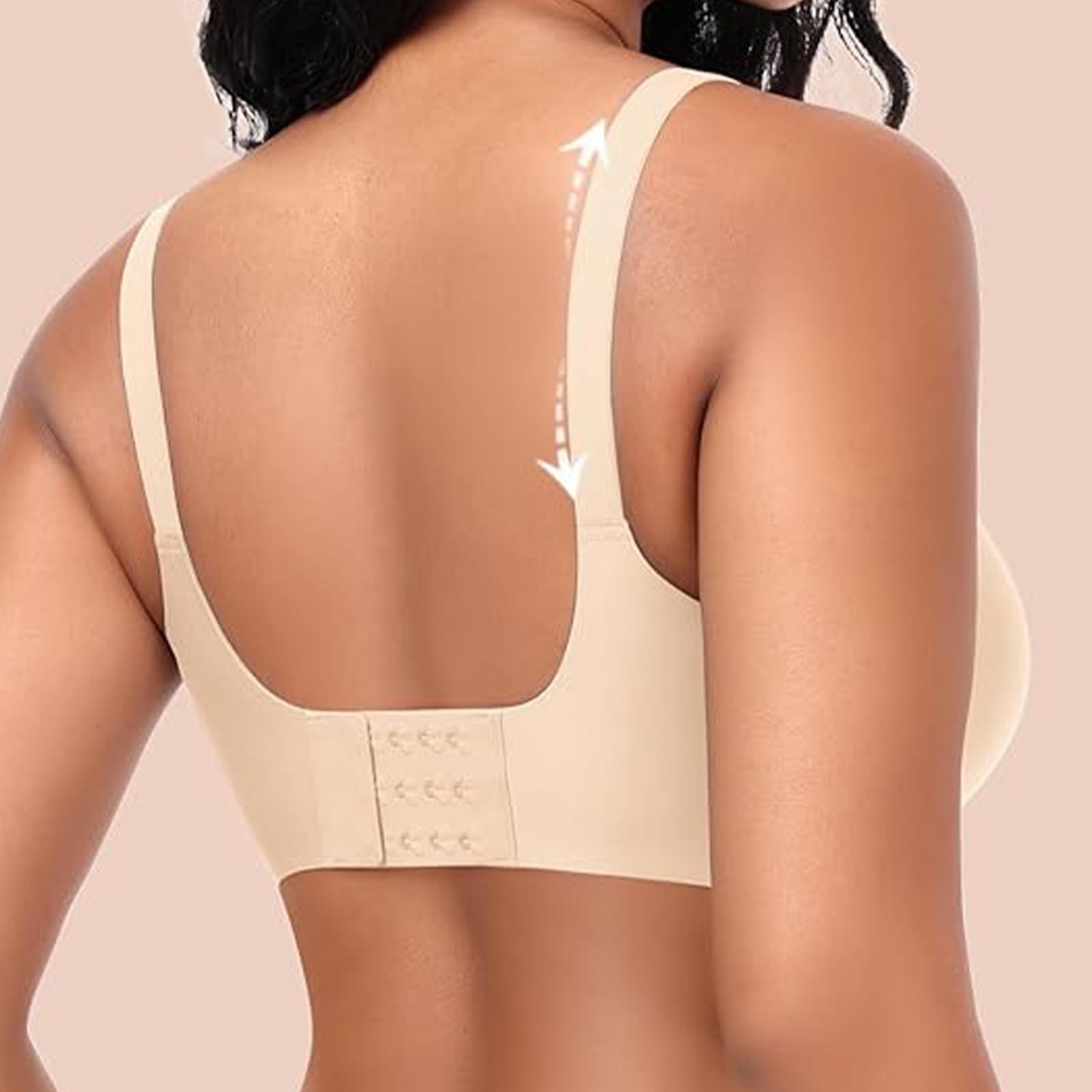 thumbnail image 2 of Sujetador sexy con escote en V profundo para mujer, tallas grandes - Sin costuras, sin aros, push up, nailon/spandex - Tallas S-XL, US 34-40, 2 of 6